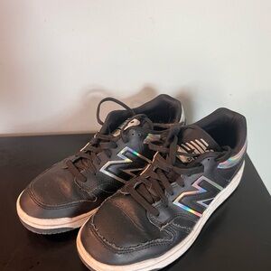 New Balance Kids Black Sneakers with Holographic Detail
